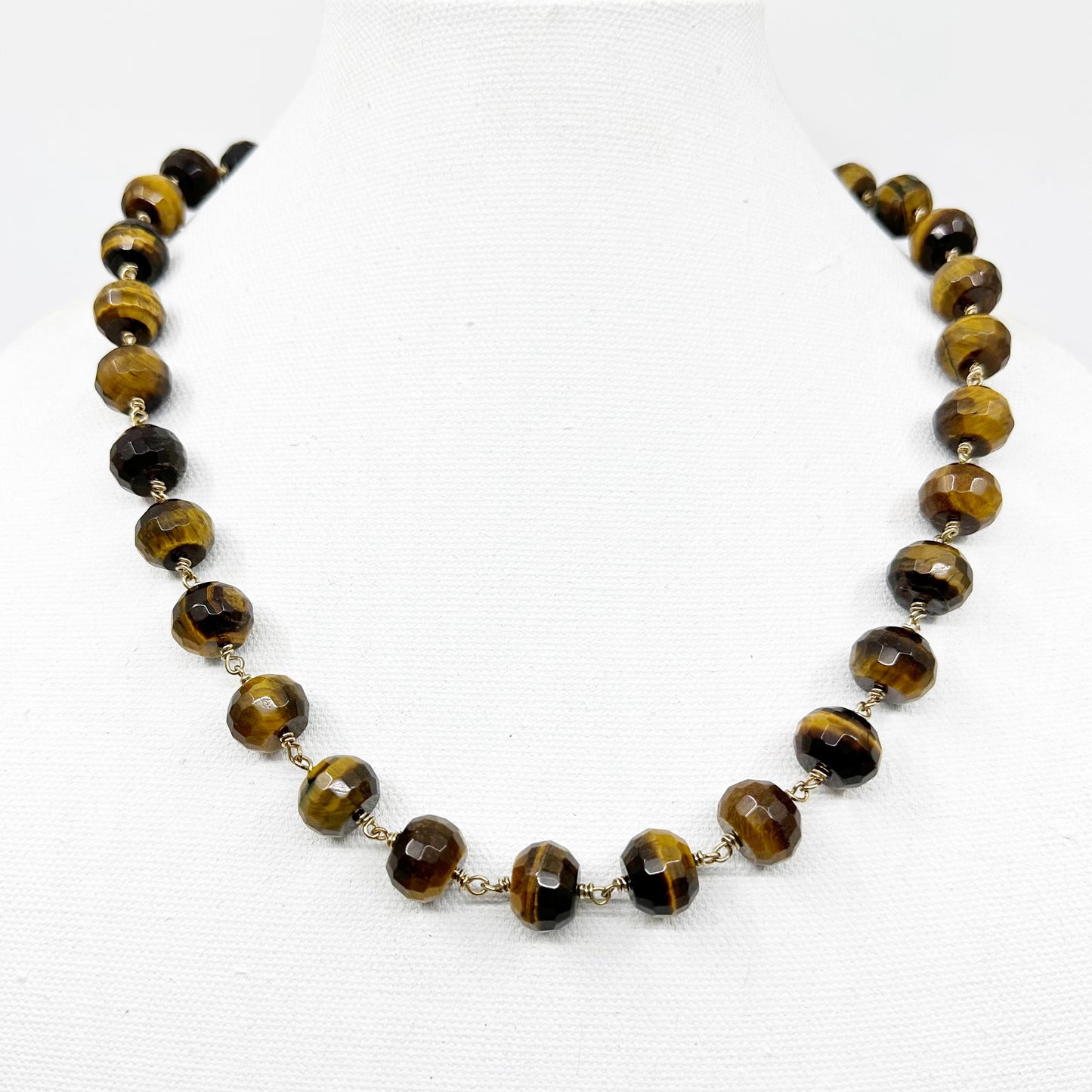 Gold Filled 15mm tiger eye bead necklace