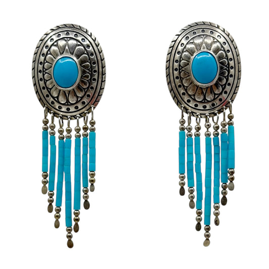 TK Zuni Southwestern sterling silver turquoise drop earrings - GM1