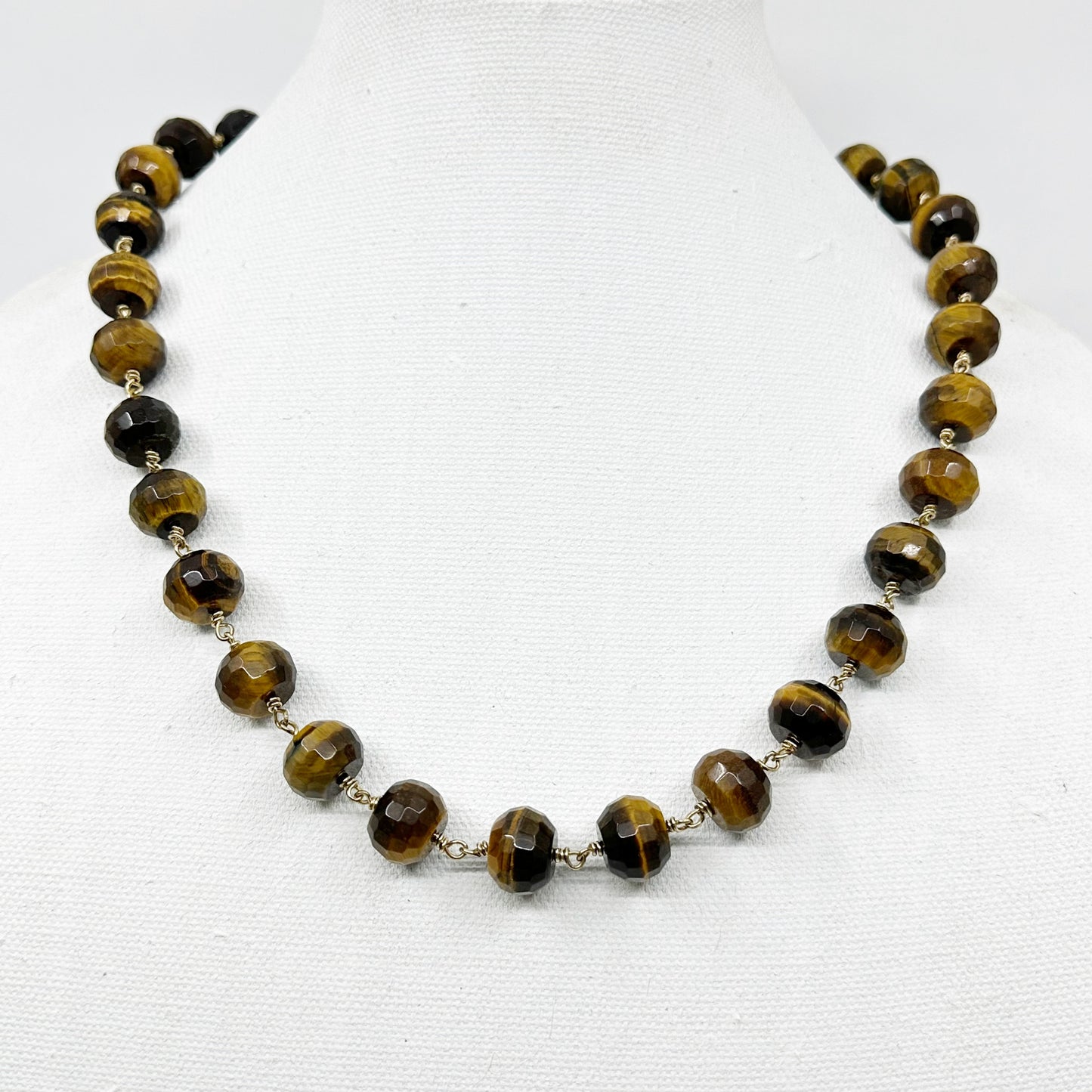 Gold Filled 15mm tiger eye bead necklace