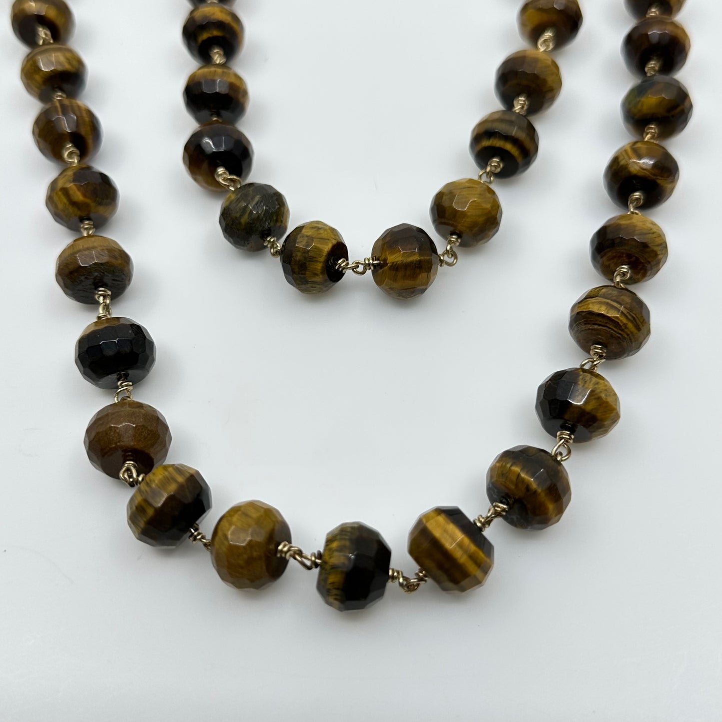 Gold Filled 15mm tiger eye bead necklace