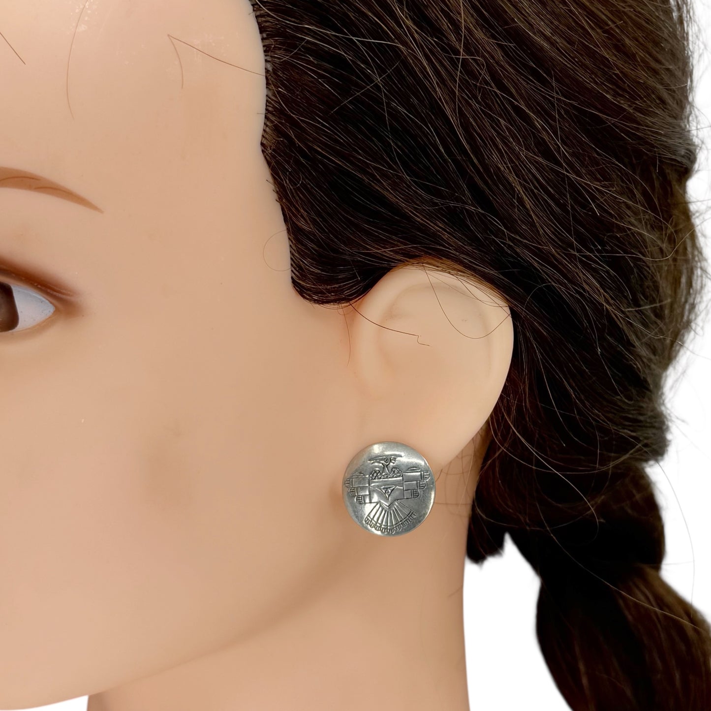 Zuni sterling silver thunderbird stud earrings - GM620