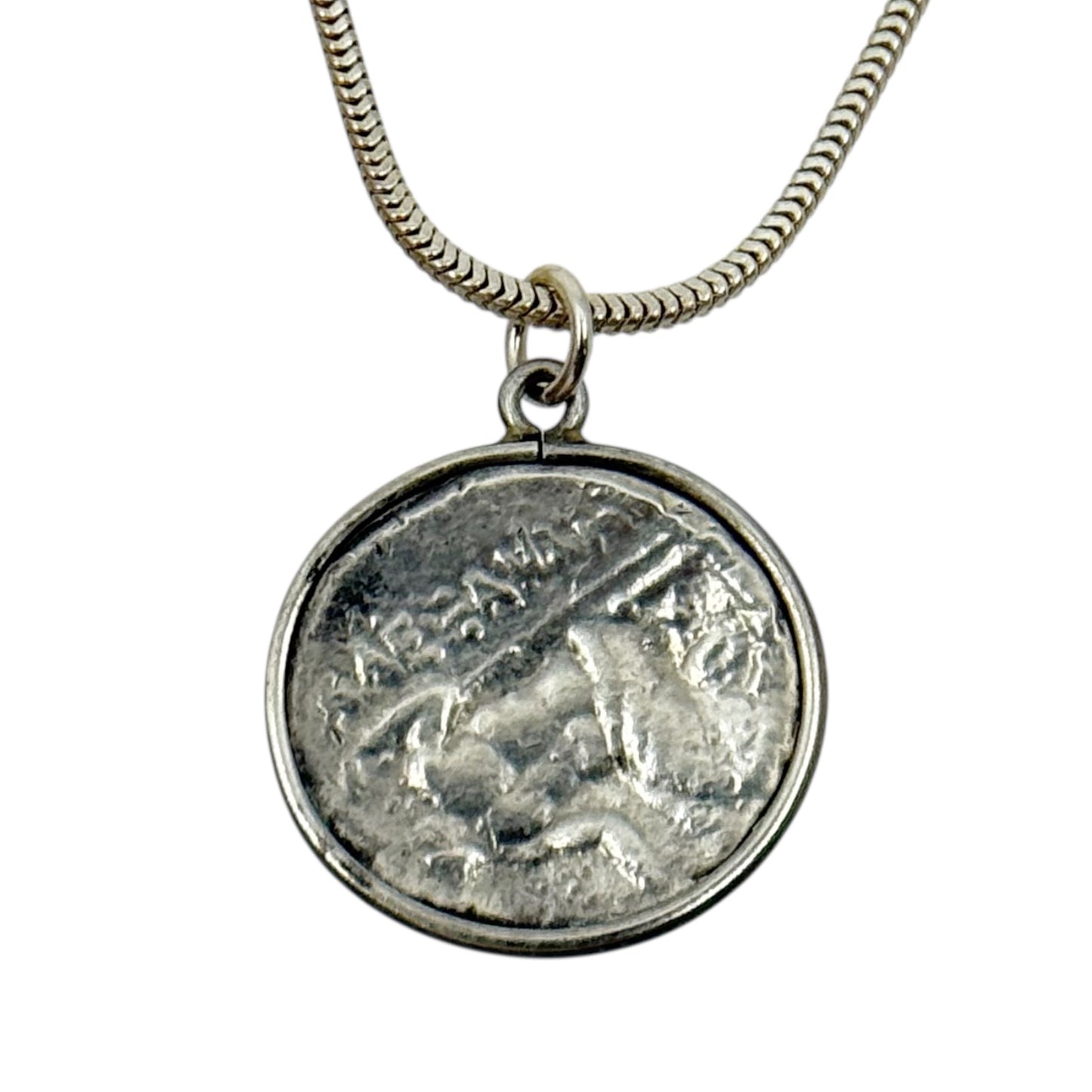 sterling silver LARISSA & ZEUS drachma Greek coin pendant