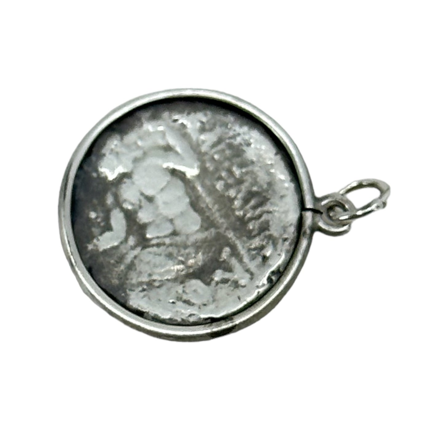 sterling silver LARISSA & ZEUS drachma Greek coin pendant