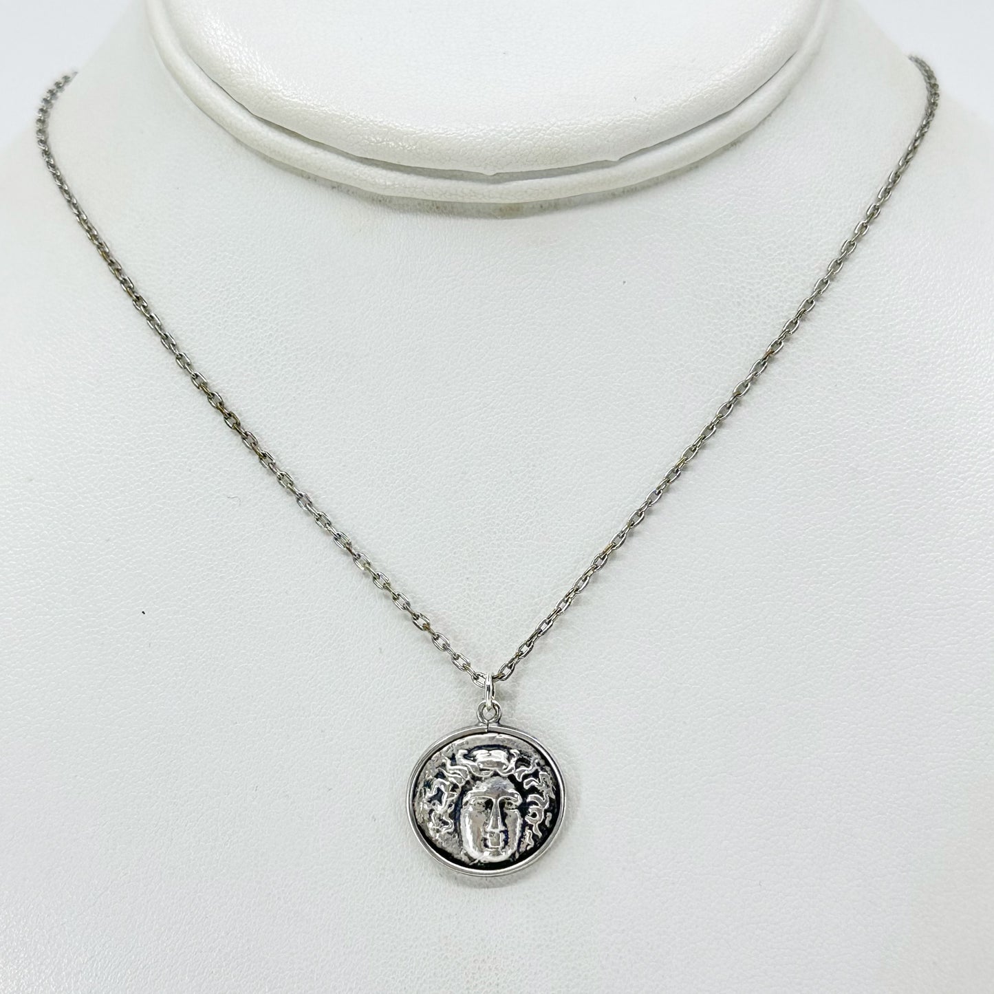 sterling silver LARISSA & ZEUS drachma Greek coin pendant