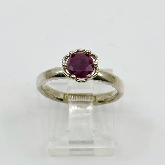 Sterling silver July ruby Ring