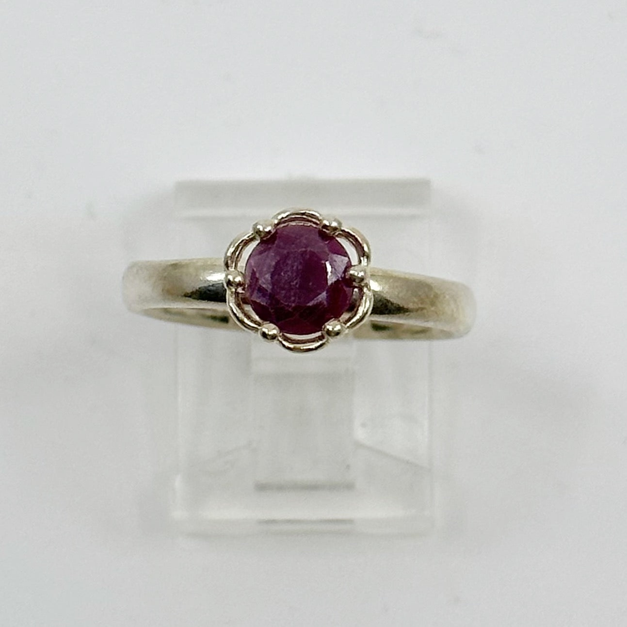 Sterling silver July ruby Ring