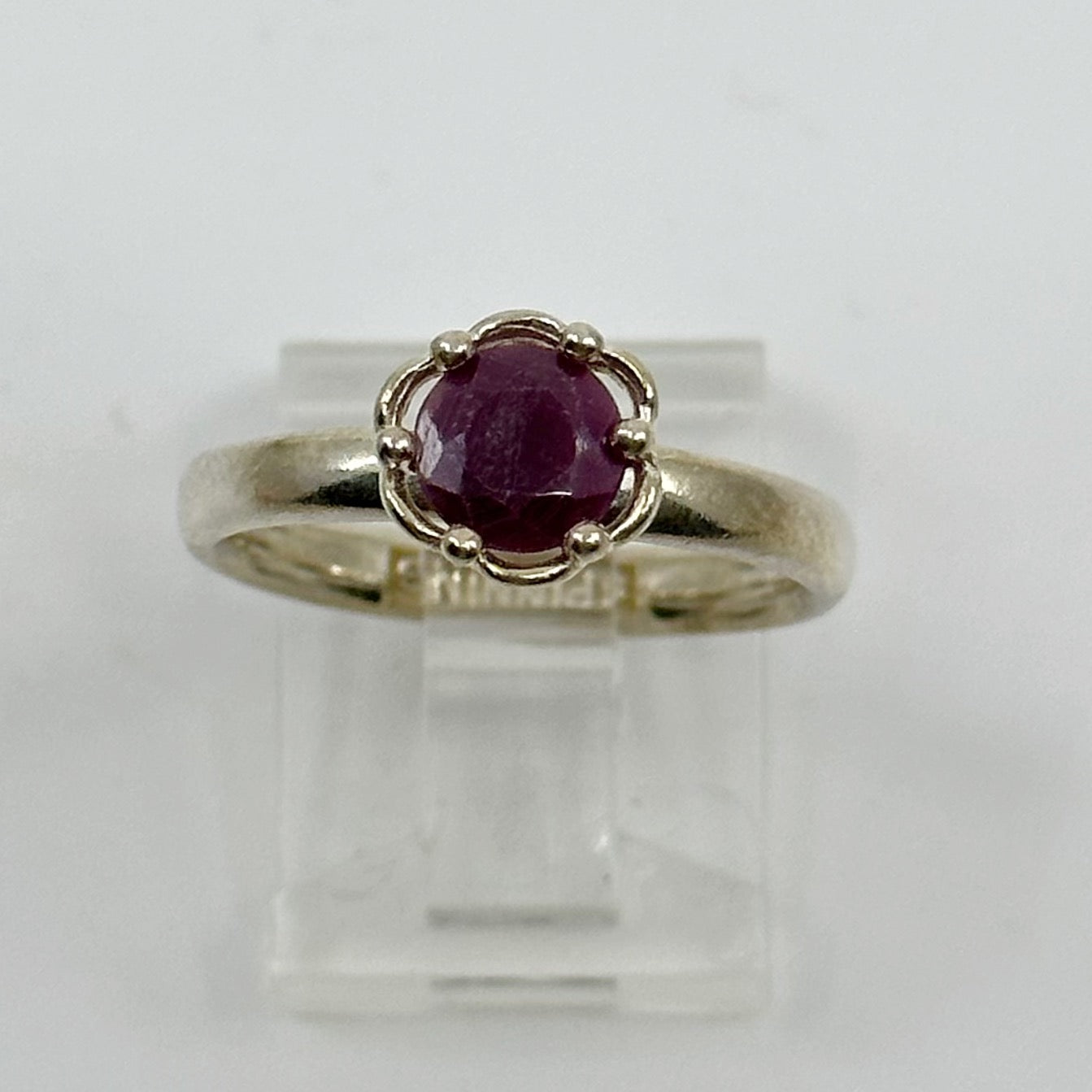 Sterling silver July ruby Ring