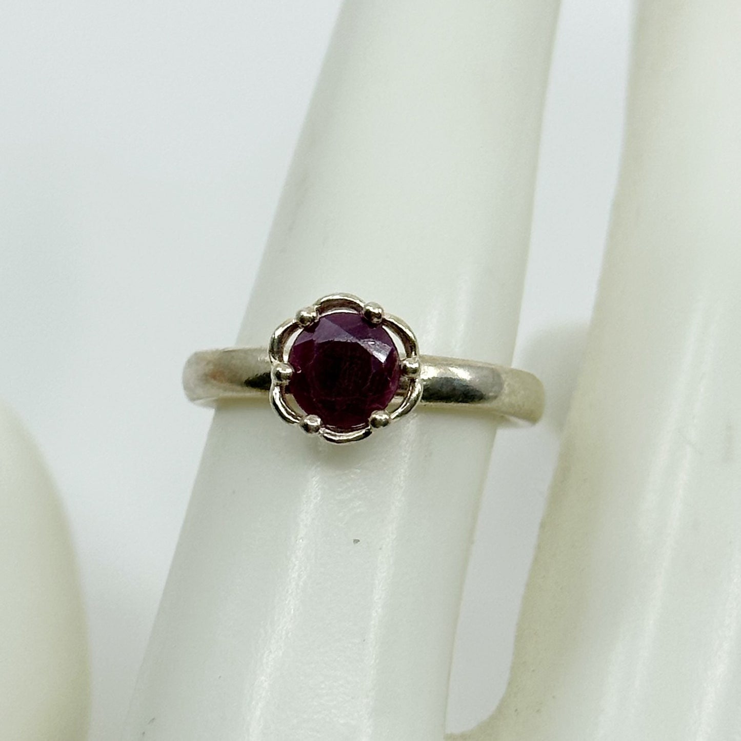 Sterling silver July ruby Ring