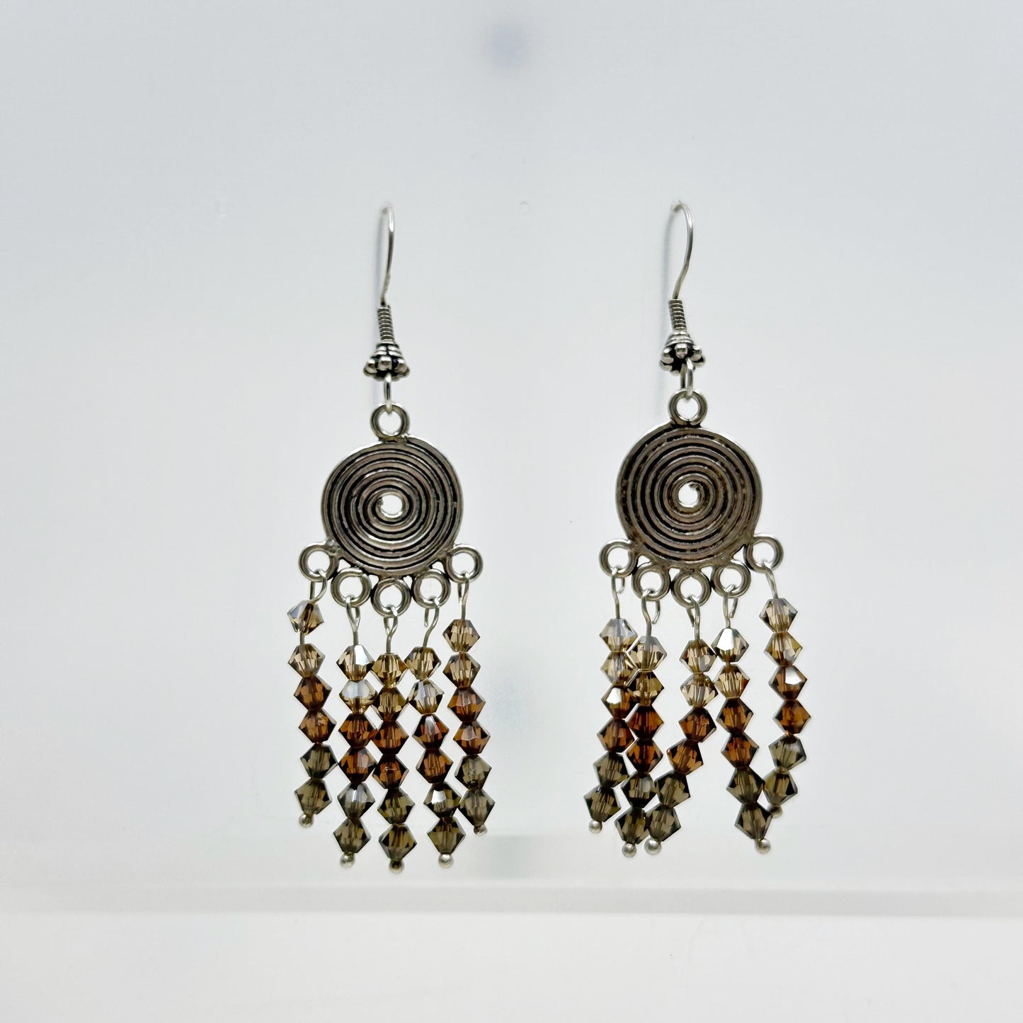 sterling silver crystal bead earrings