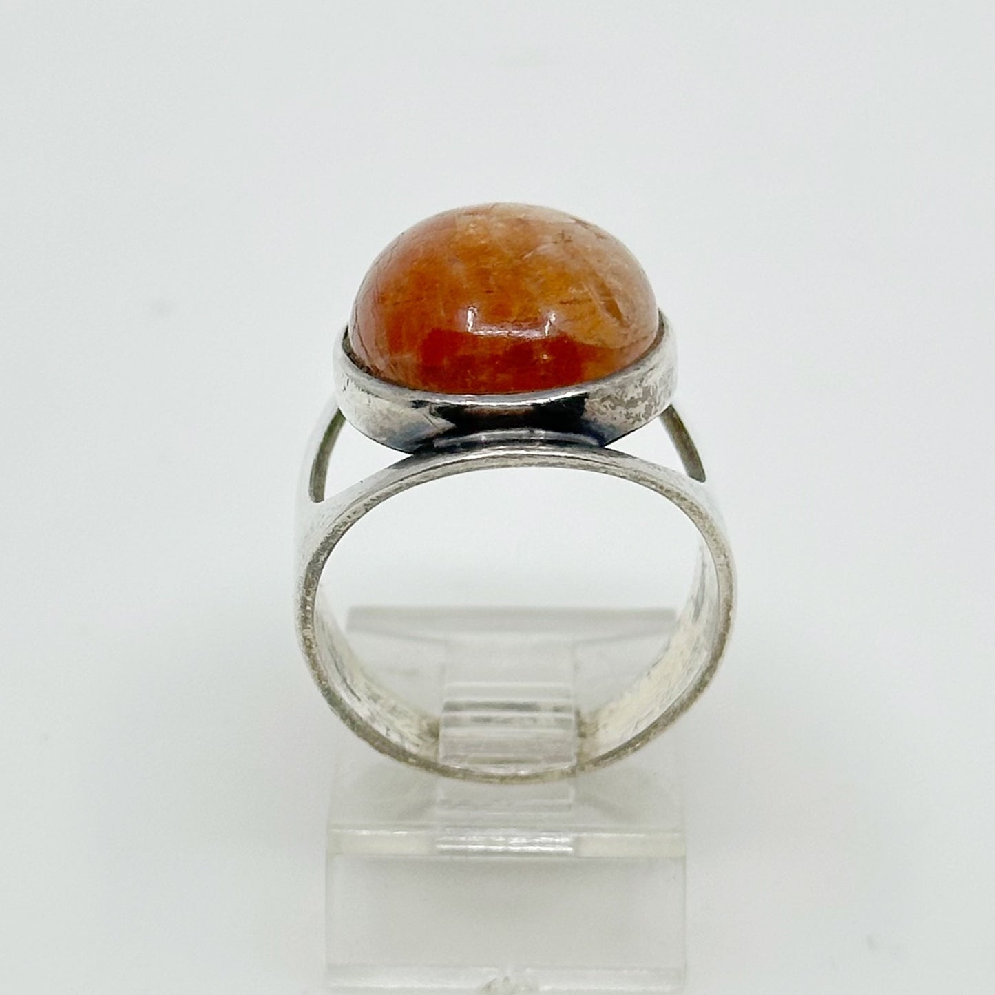 Sterling silver natural sunstone cabochon ring