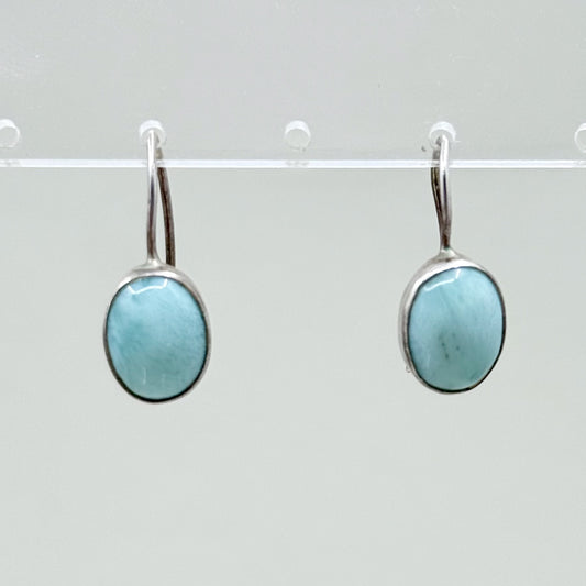 sterling silver Larimar cabochon earrings - GM1004