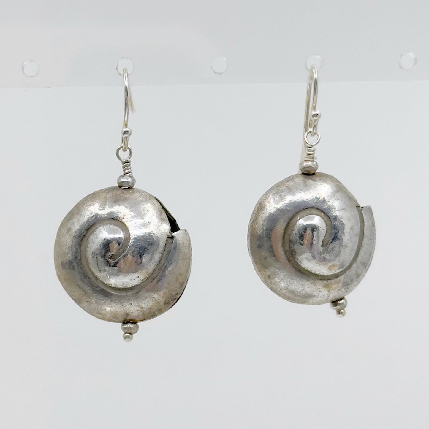 Sterling silver shell bead drop earrings