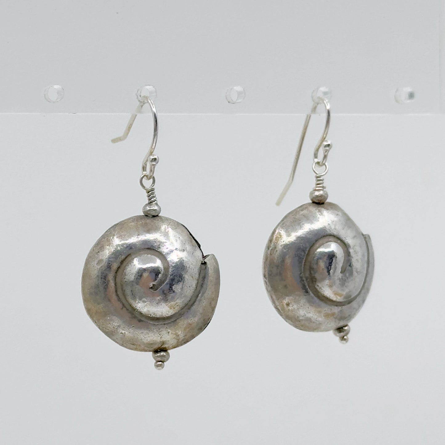 Sterling silver shell bead drop earrings