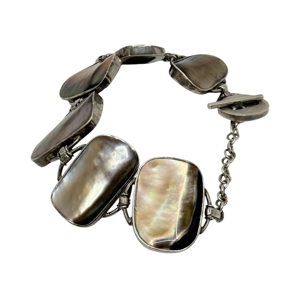 sterling silver abalone pearl shell link bracelet - GM1014