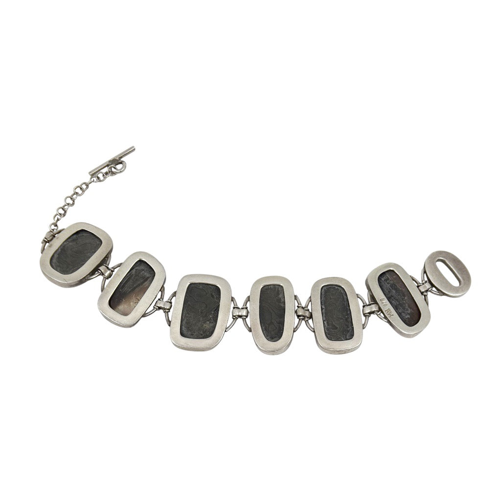 sterling silver abalone pearl shell link bracelet - GM1014