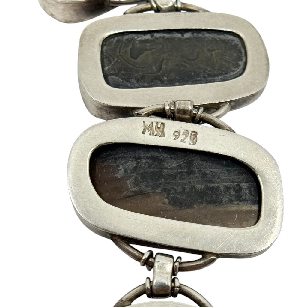 sterling silver abalone pearl shell link bracelet - GM1014