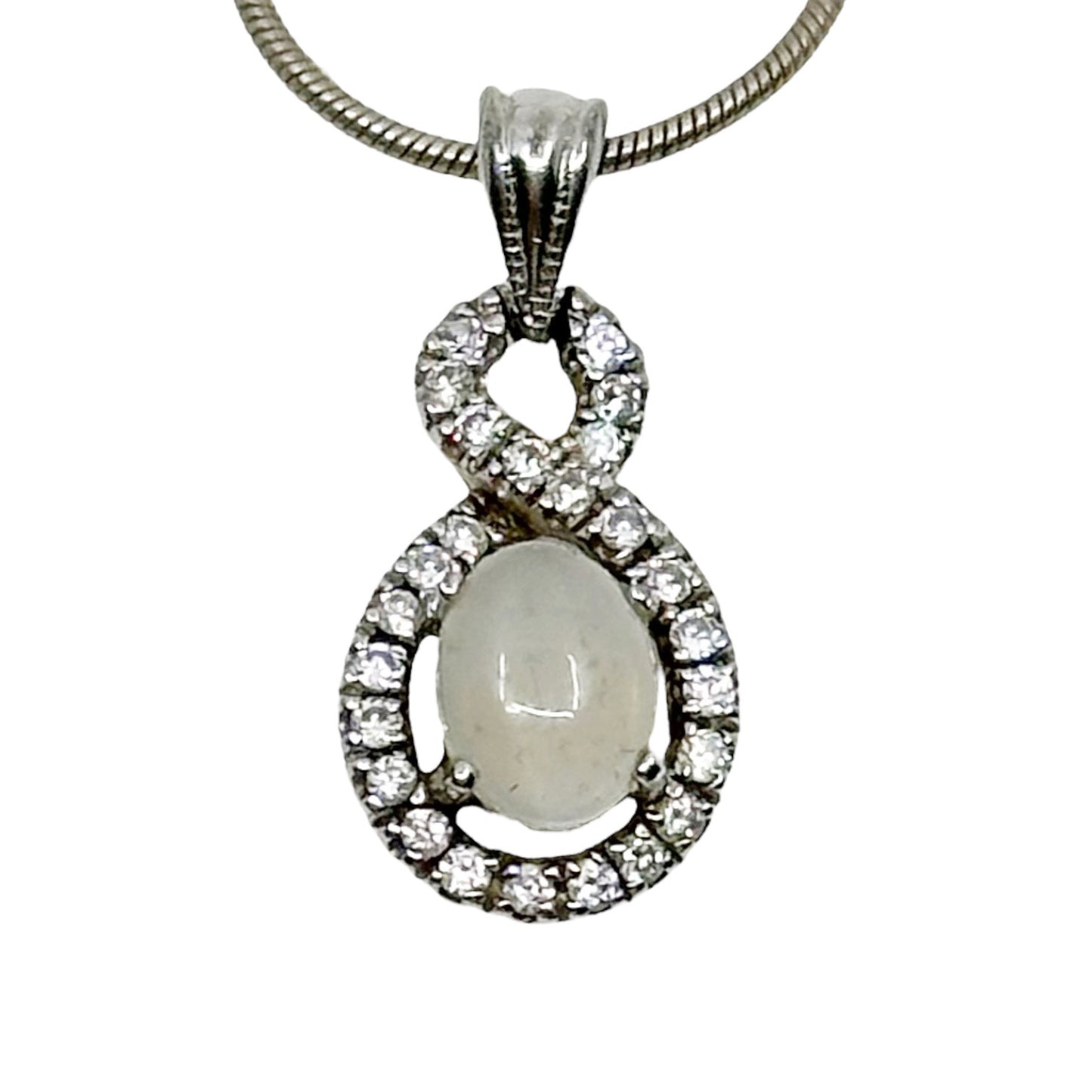 Sterling silver moonstone & cubic zirconia pendant