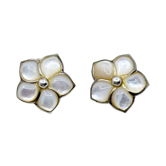 ER sterling silver mother of pearl flower earrings - GM1020