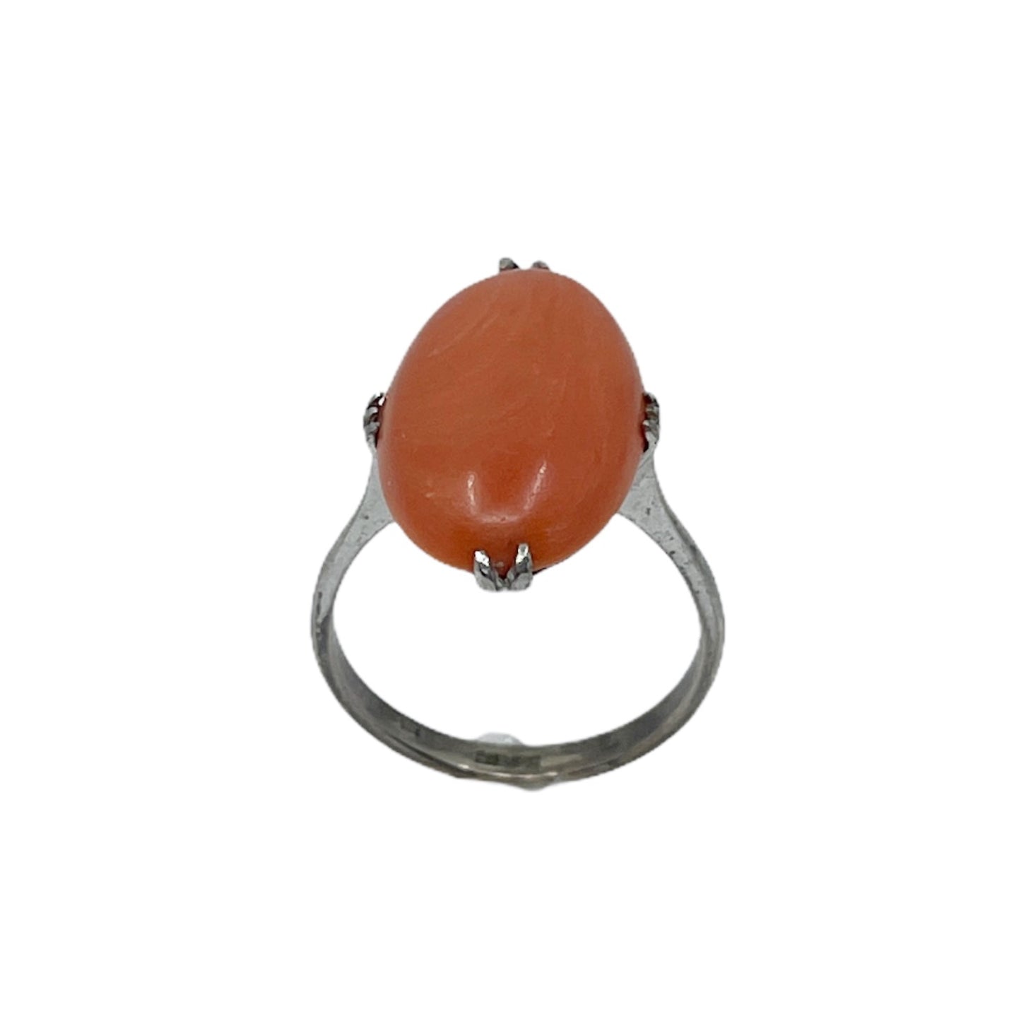 Art Deco sterling silver coral ring