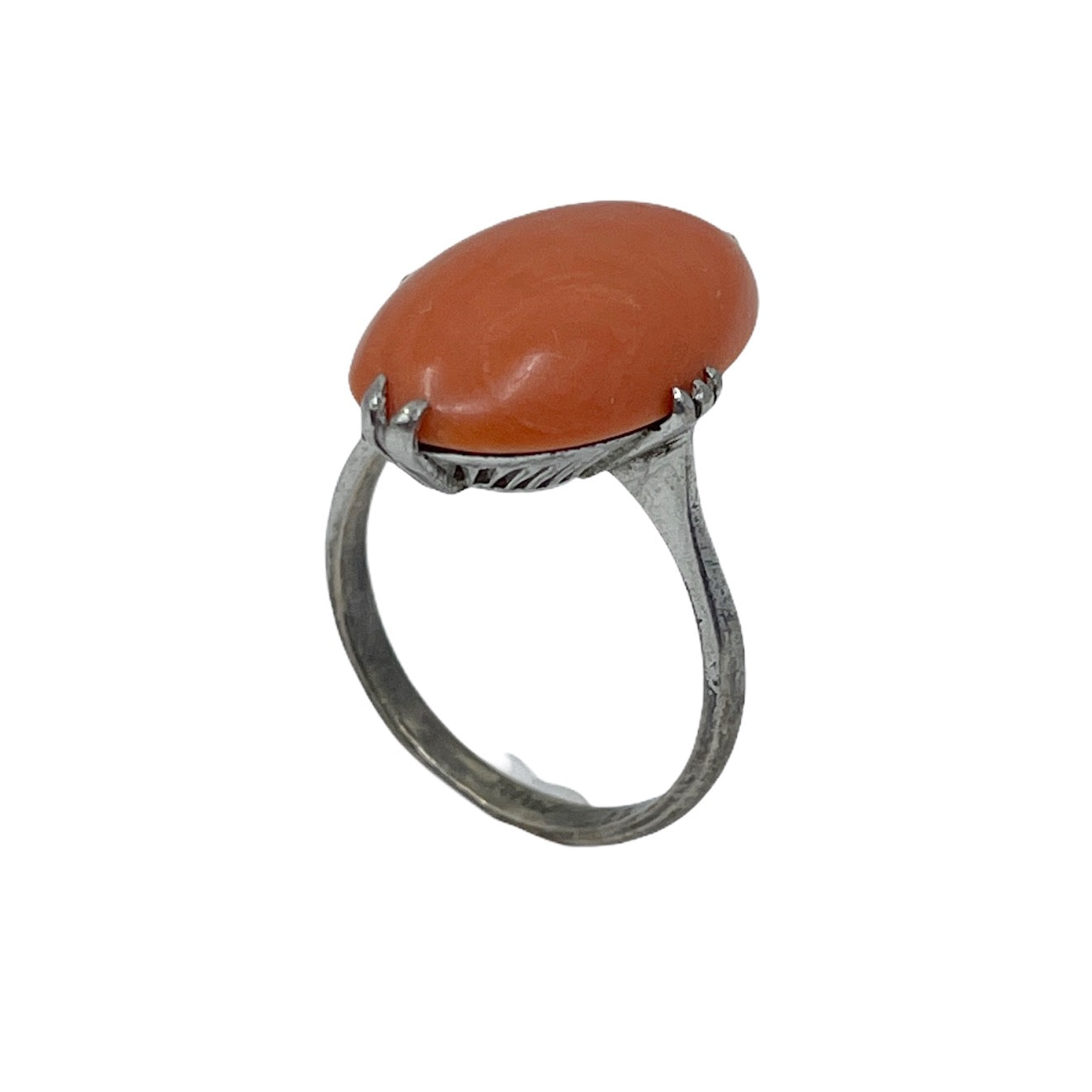 Art Deco sterling silver coral ring