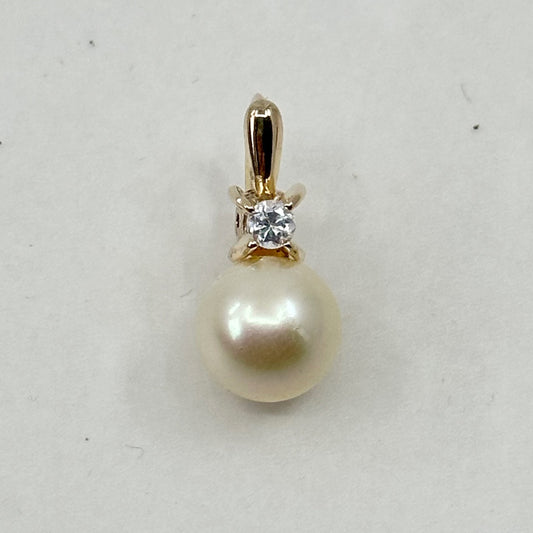 Gold vermeil Sterling silver pearl & cubic zirconia pearl enhancer pendant