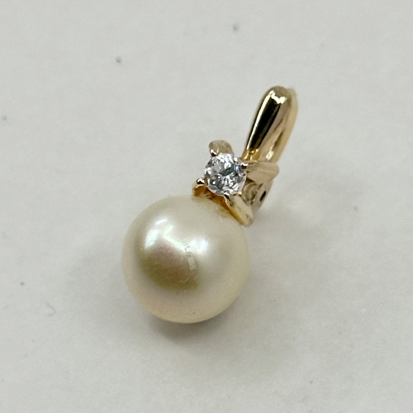 Gold vermeil Sterling silver pearl & cubic zirconia pearl enhancer pendant