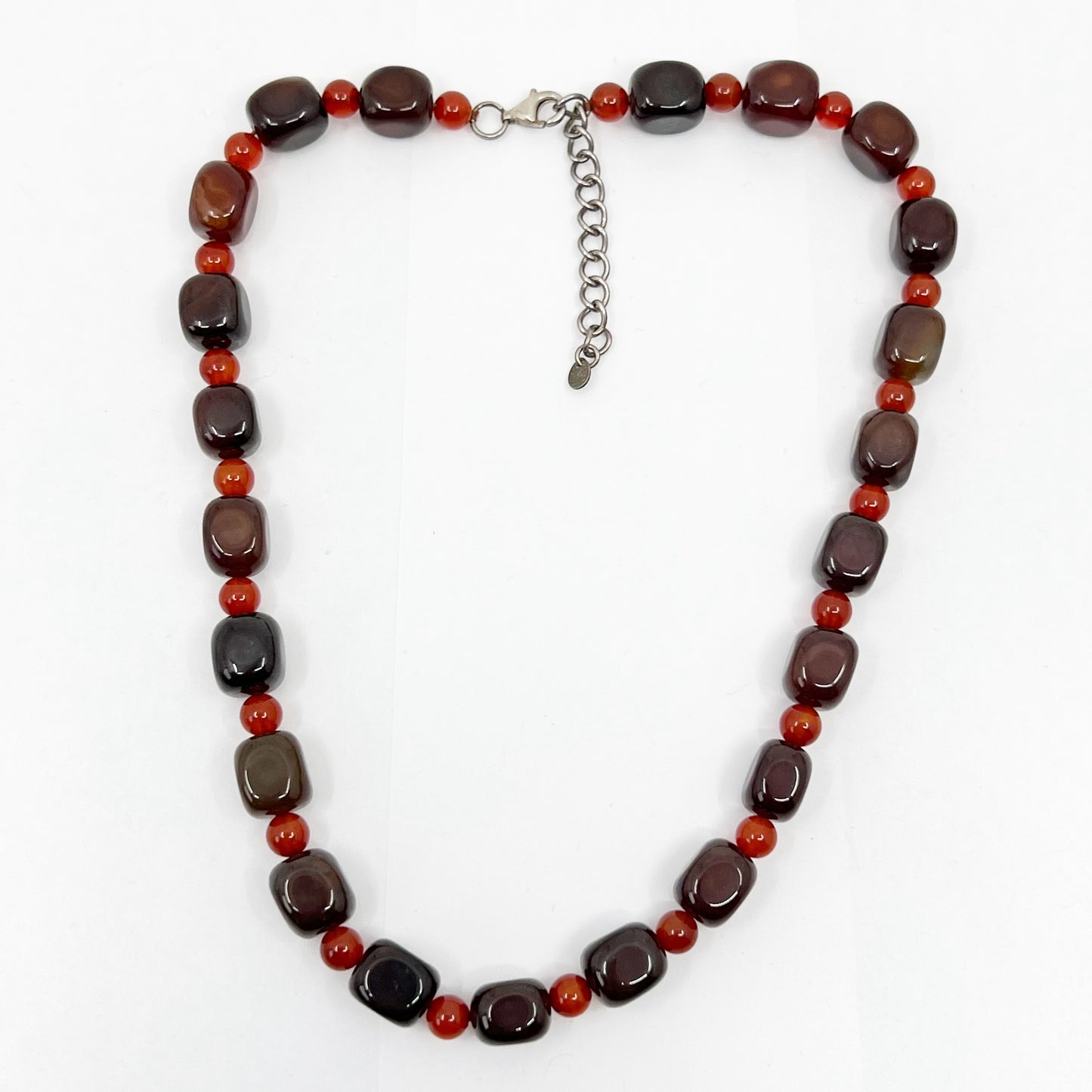 Sterling silver carnelian bead necklace