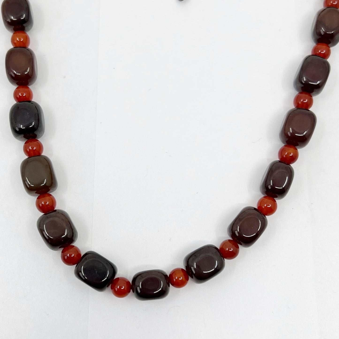 Sterling silver carnelian bead necklace