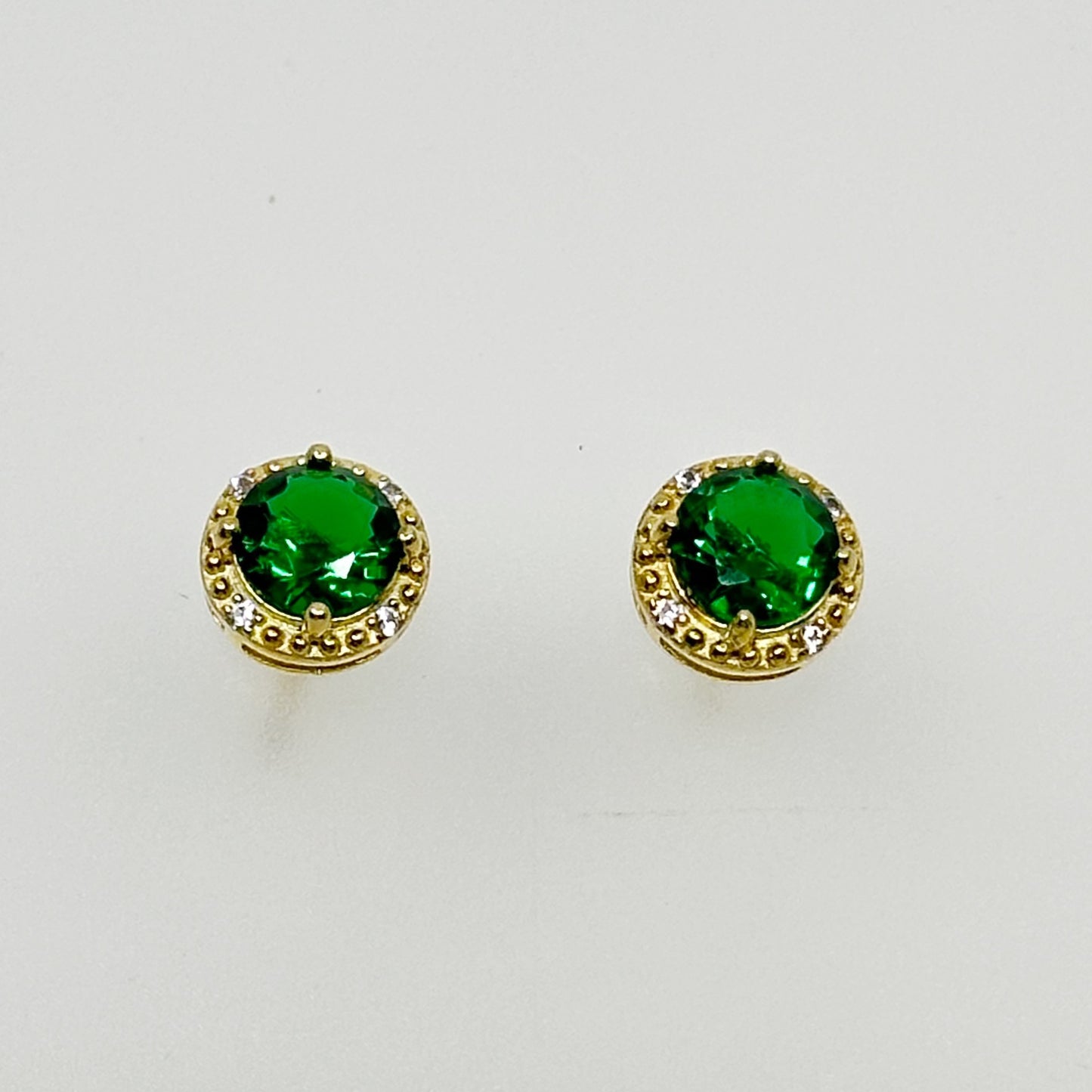 Gold Vermeil Sterling silver cubic zirconia stud earrings