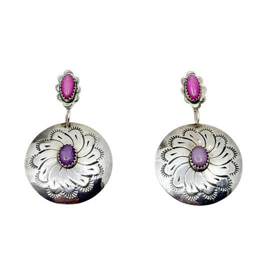 Navajo Ben Yazzie sterling silver drop earrings - GM1033