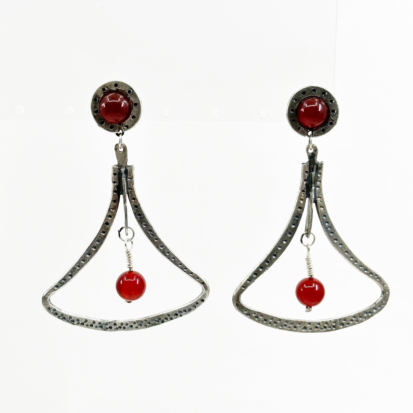 Oversized Sterling silver carnelian earrings