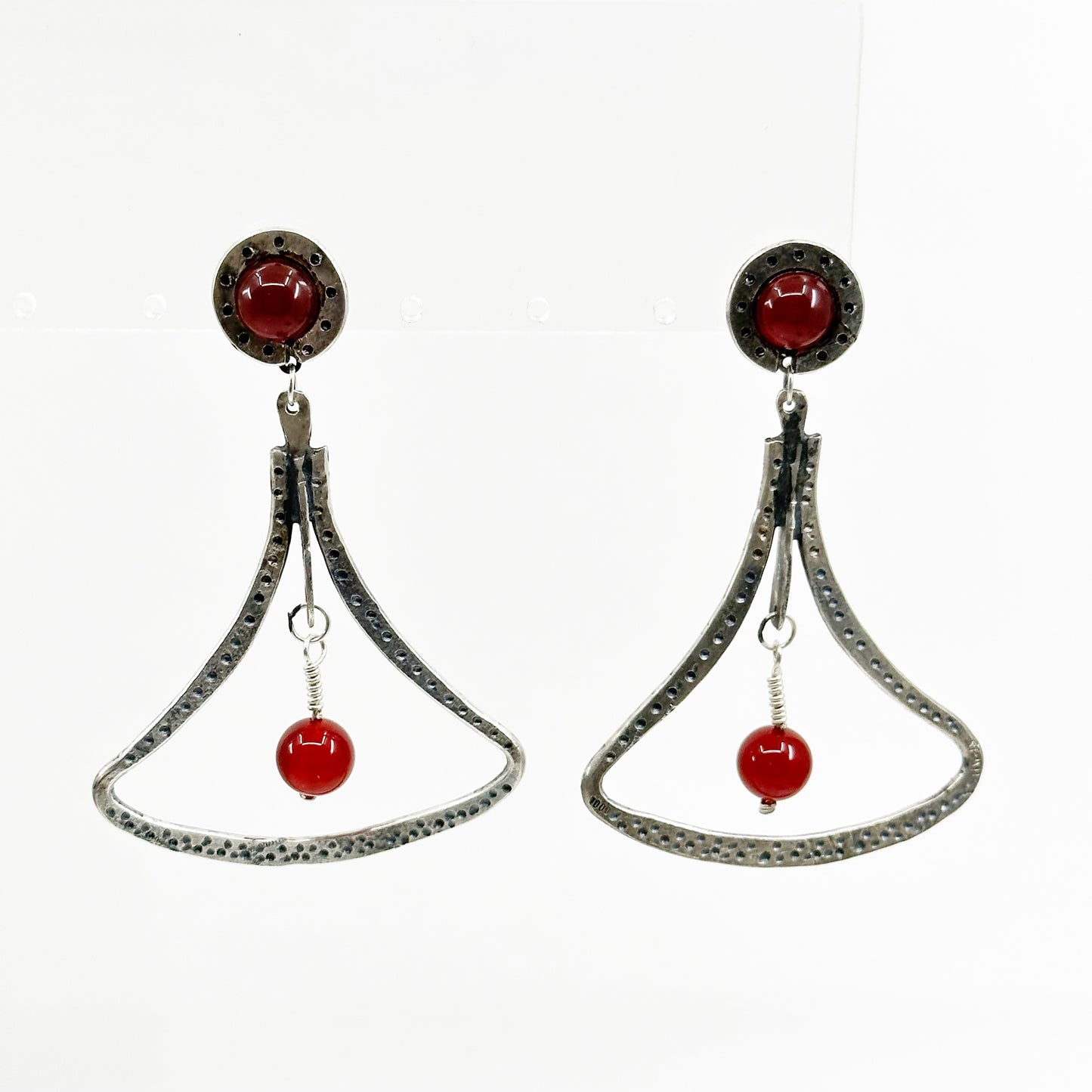 Oversized Sterling silver carnelian earrings