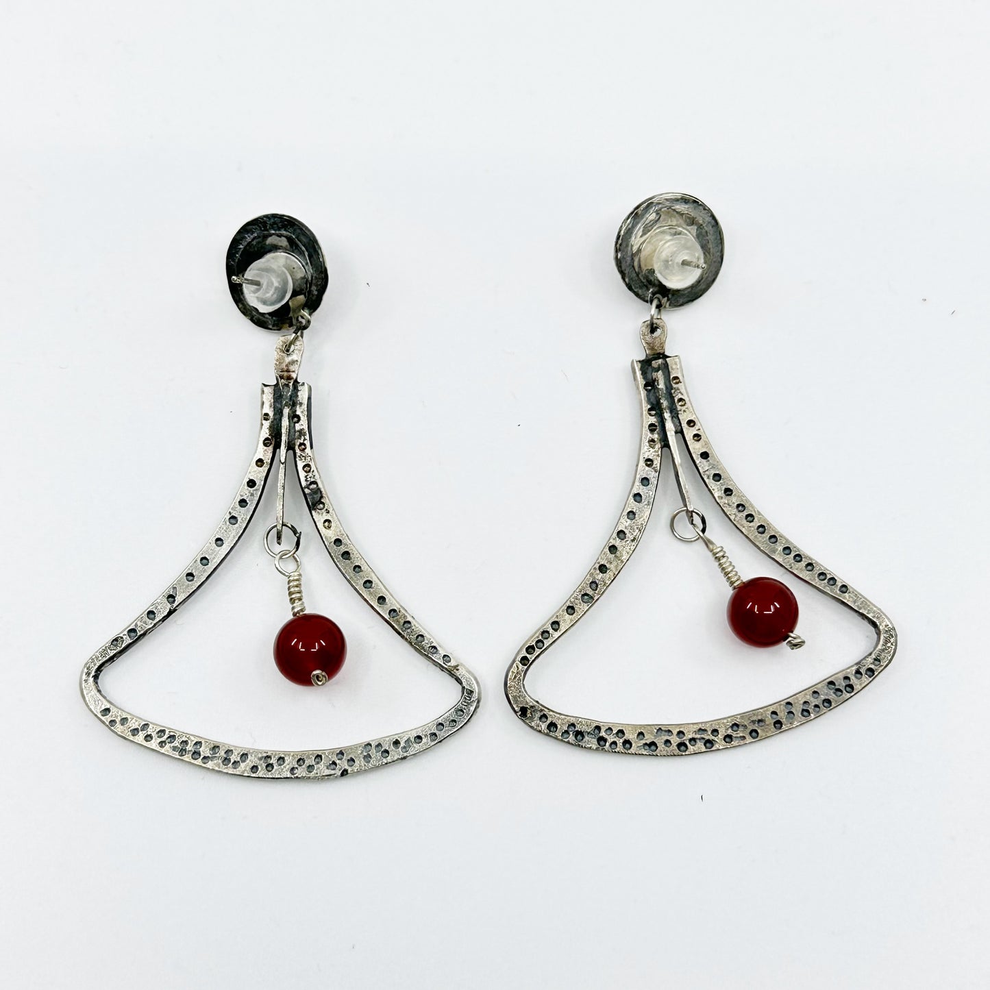 Oversized Sterling silver carnelian earrings