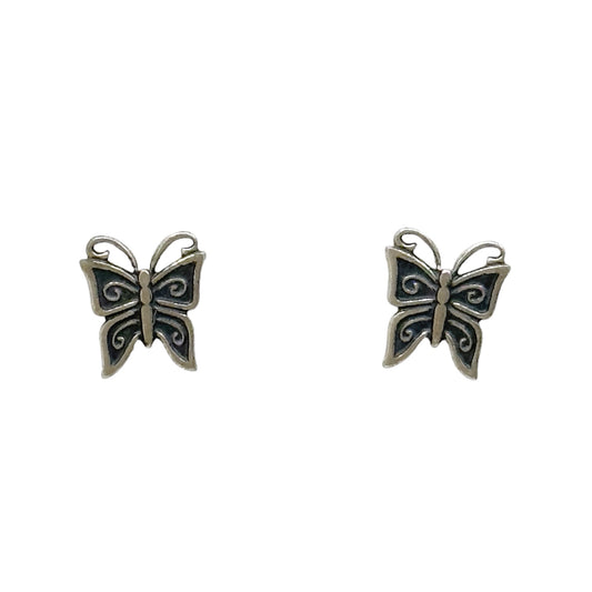 Sterling silver butterfly stud earrings