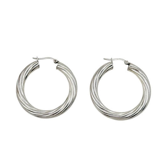 Sterling silver cable hoop earrings - GM1037