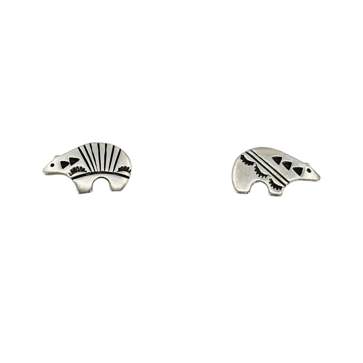 Zuni Sterling silver bear stud earrings