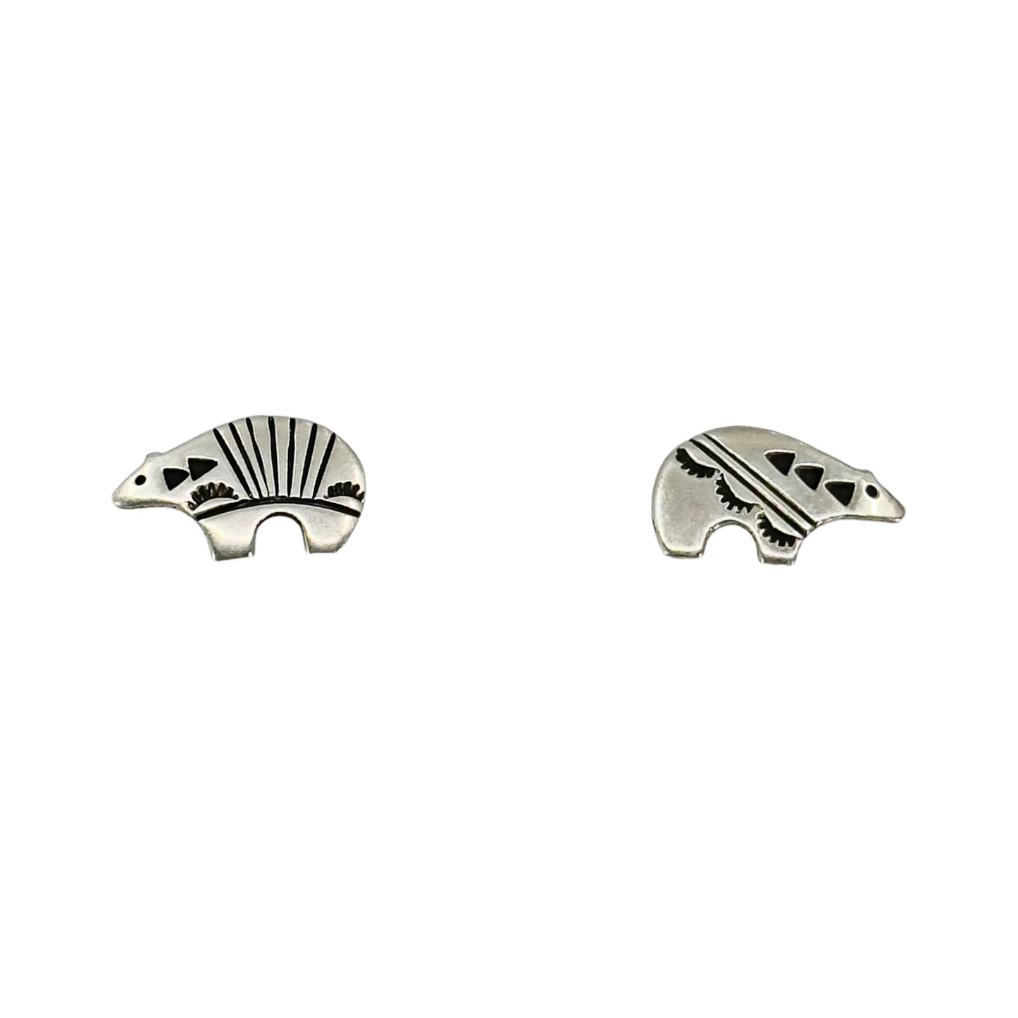 Zuni Sterling silver bear stud earrings