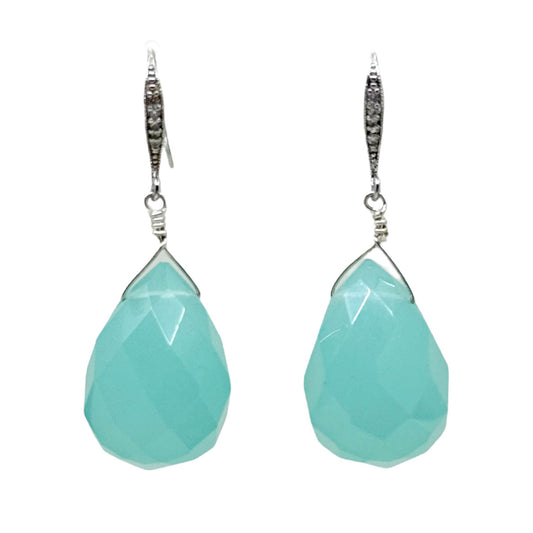 Sterling silver Chalcedony briolette drop earrings - GM1041