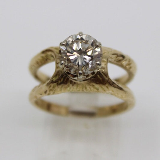 Mid Century 14k gold 2 carat Fancy Light Brown Diamond engagement ring