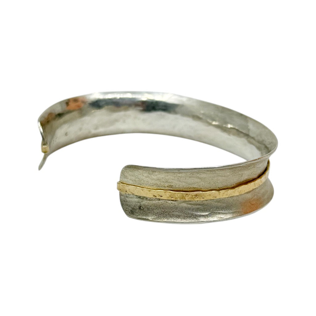 Hand made 12k gold filled sterling silver hammered cuff bracelet - GM1047