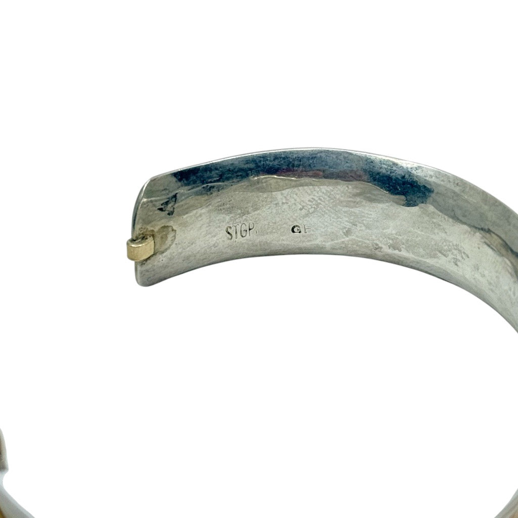 Hand made 12k gold filled sterling silver hammered cuff bracelet - GM1047