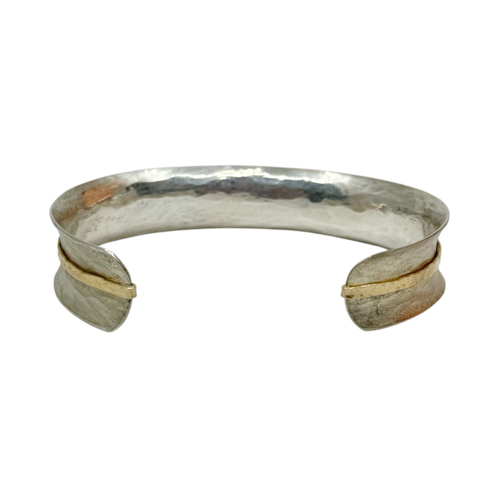 Hand made 12k gold filled sterling silver hammered cuff bracelet - GM1047