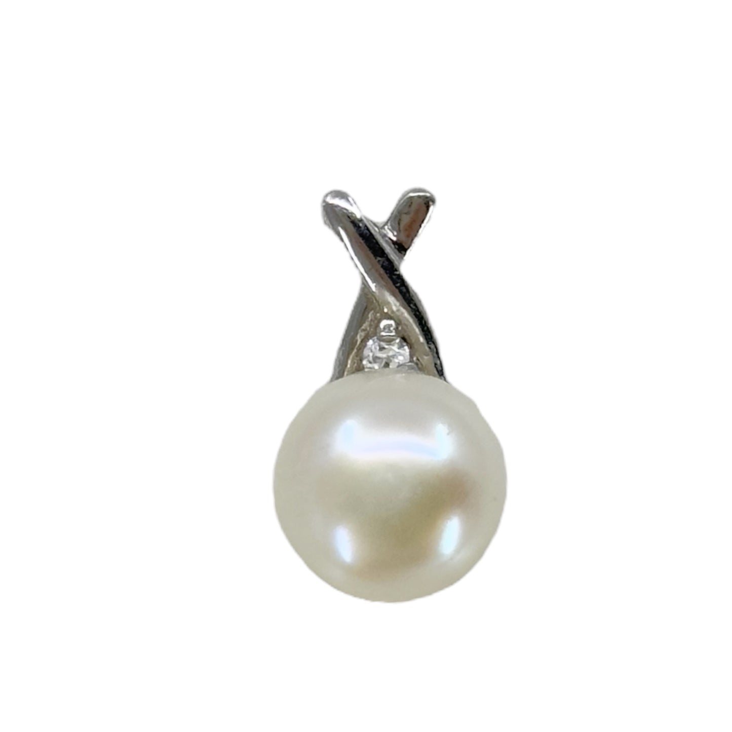 Sterling silver Freshwater pearl & Cubic Zirconia pendant