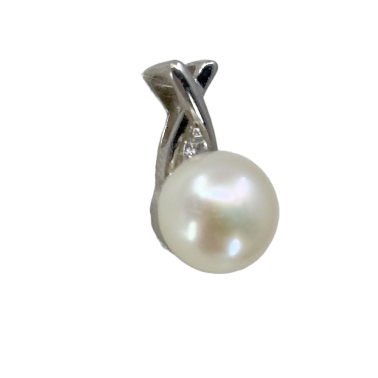 Sterling silver Freshwater pearl & Cubic Zirconia pendant