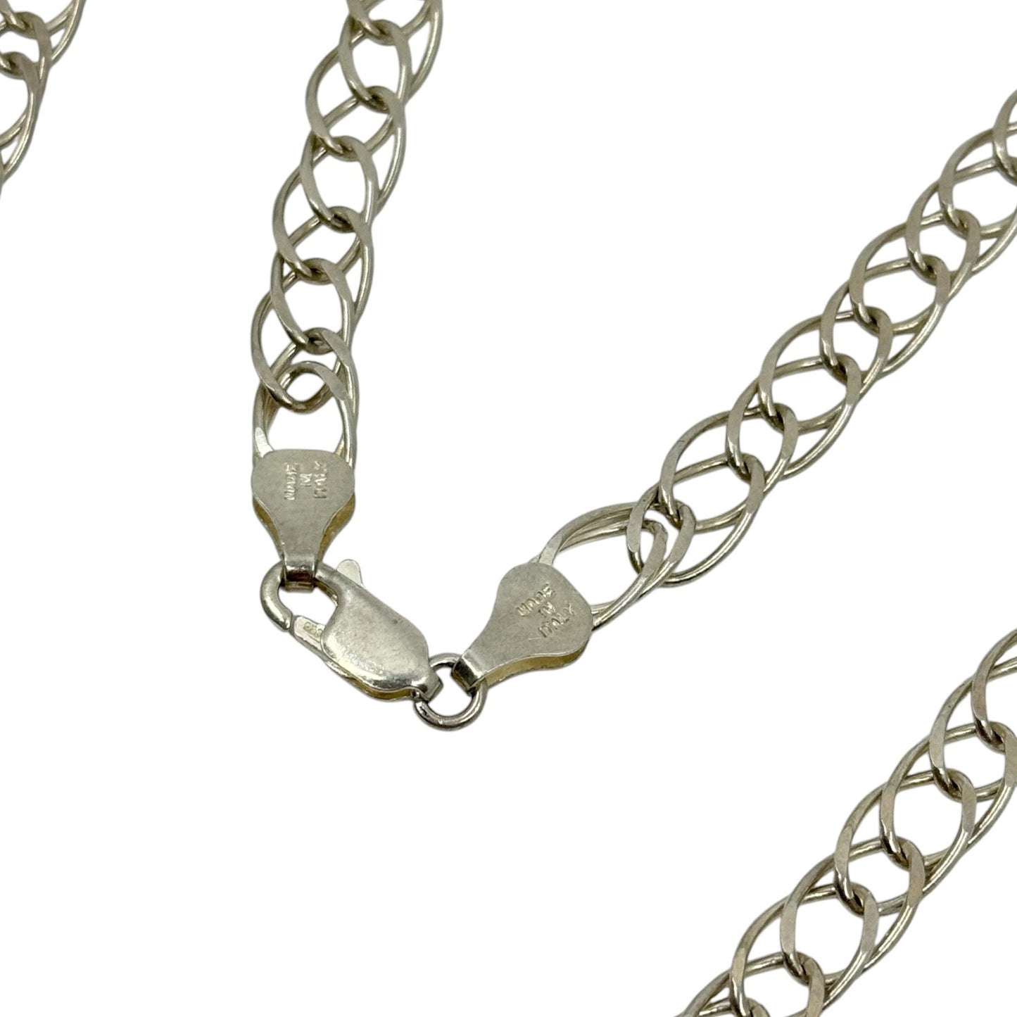 vintage sterling silver double curb link chain necklace - GM1054