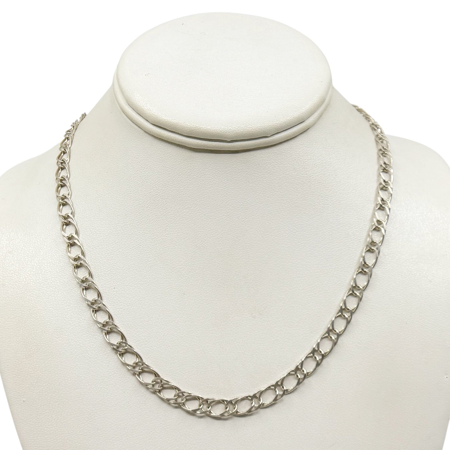 vintage sterling silver double curb link chain necklace - GM1054