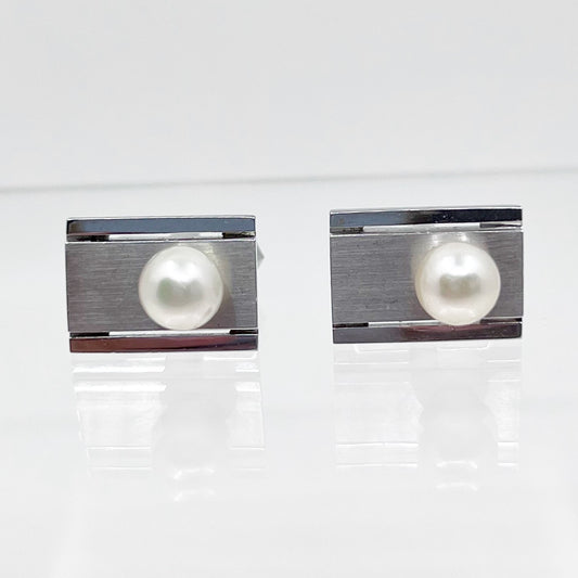 sterling silver akoya pearl cufflinks