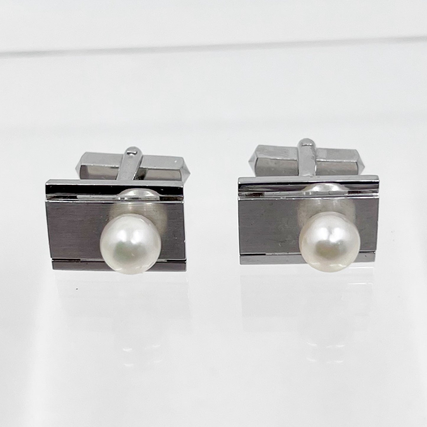 sterling silver akoya pearl cufflinks