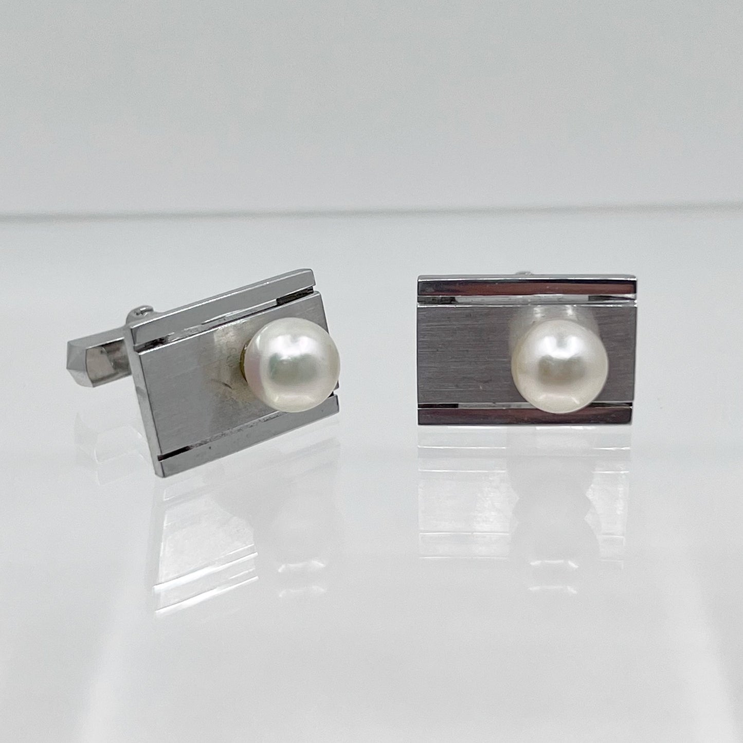 sterling silver akoya pearl cufflinks