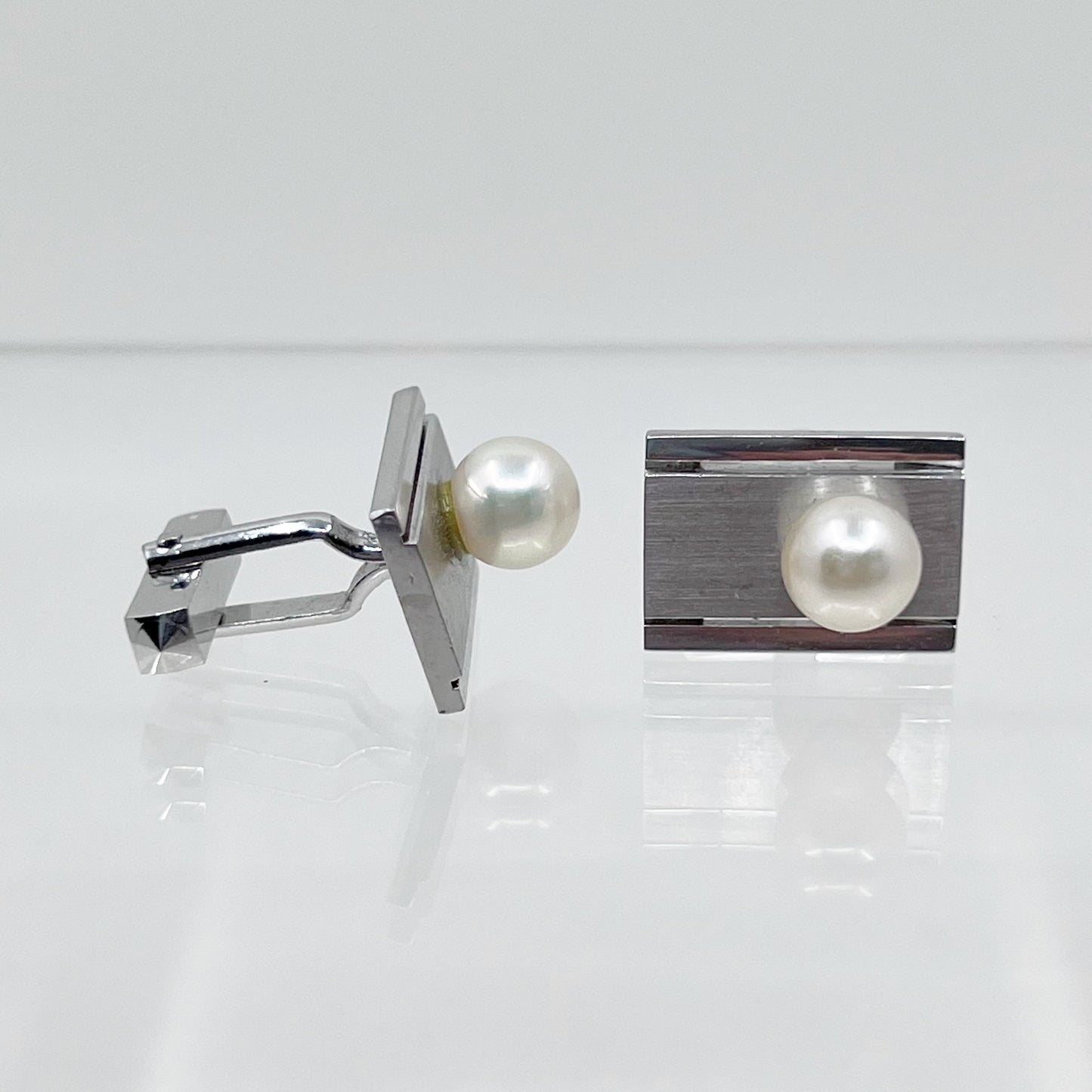 sterling silver akoya pearl cufflinks